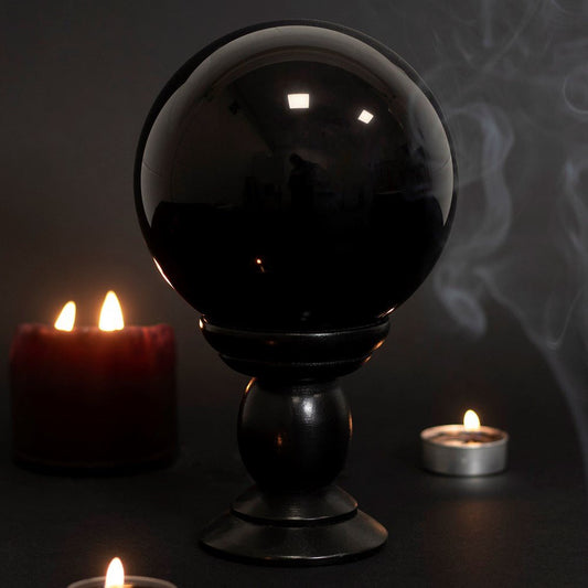 Black Large Crystal Ball Wooden Stand - 1st Stop Marshall's Health Shop, Gift Shop! - Heath and Natural Therapy New Brighton Christchurch - Naturopath