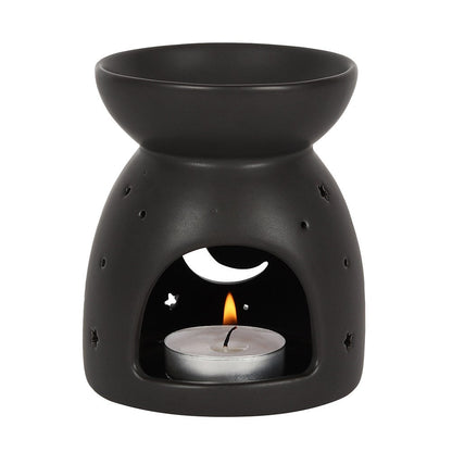 Black Mystical Moon Cut Out Oil Burner - MarshallsHealthShop
