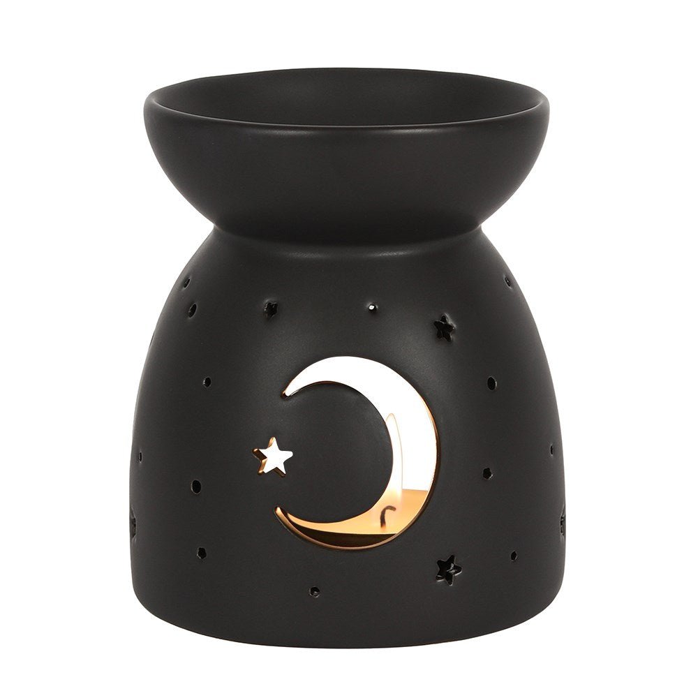 Black Mystical Moon Cut Out Oil Burner - MarshallsHealthShop