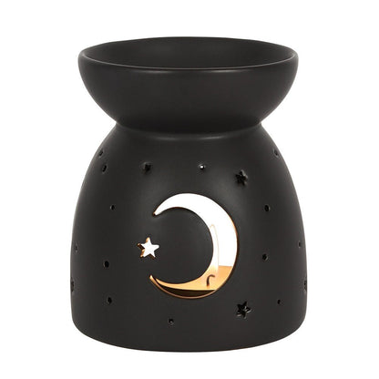 Black Mystical Moon Cut Out Oil Burner - MarshallsHealthShop