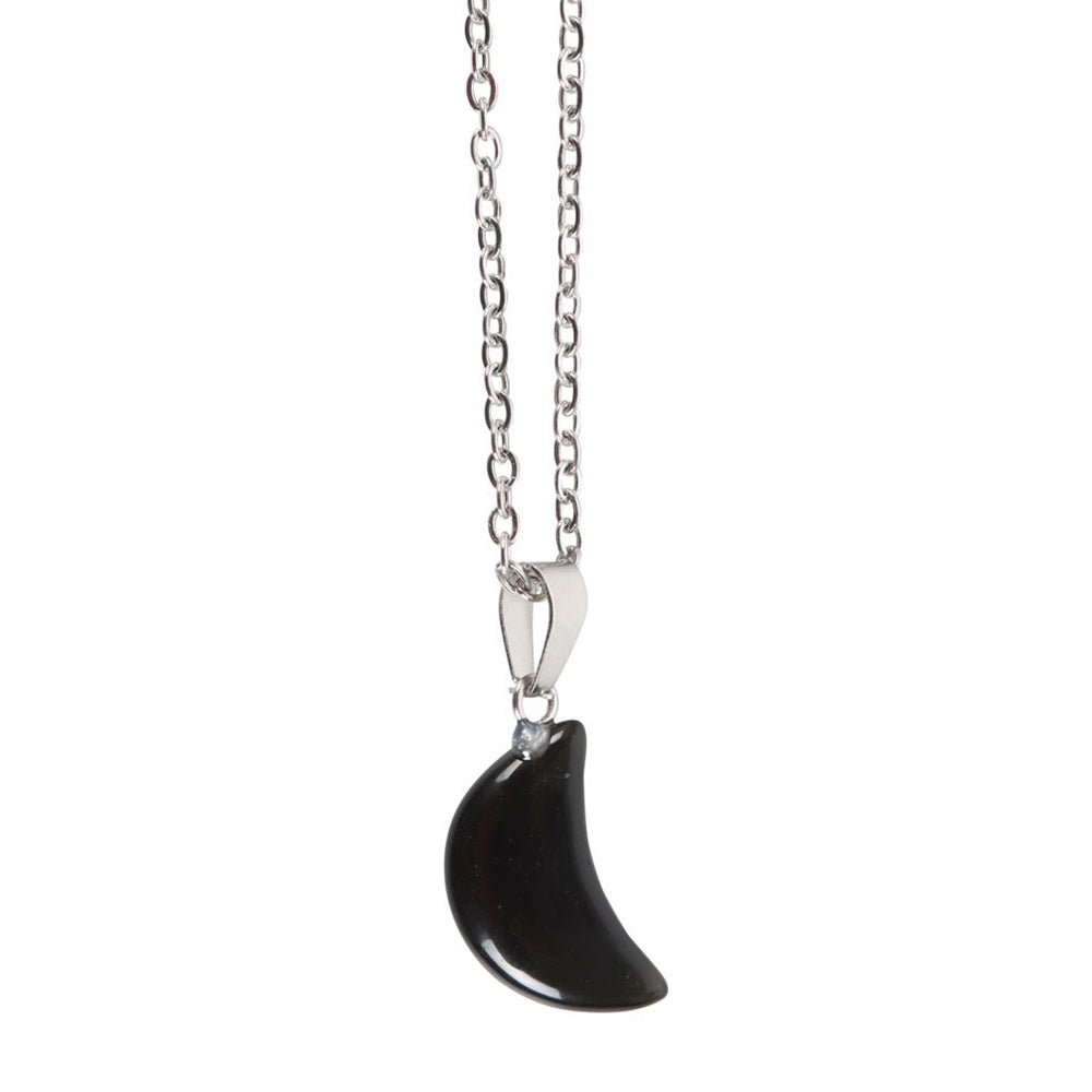 Black Obsidian Crystal Moon Necklace - MarshallsHealthShop