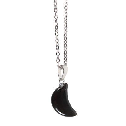 Black Obsidian Crystal Moon Necklace - MarshallsHealthShop