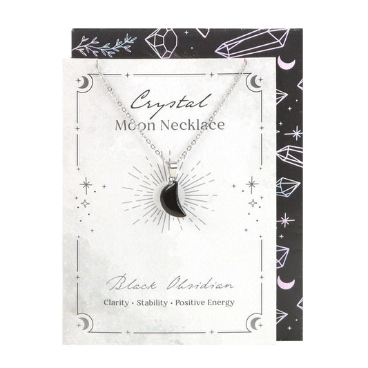 Black Obsidian Crystal Moon Necklace - MarshallsHealthShop