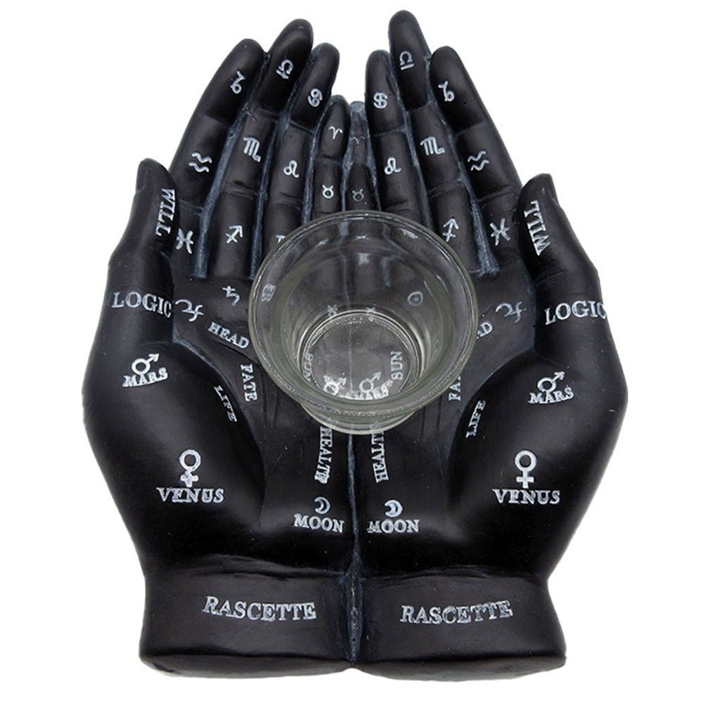 Black Palm Reading hand with Tealight Holder - MarshallsHealthShop