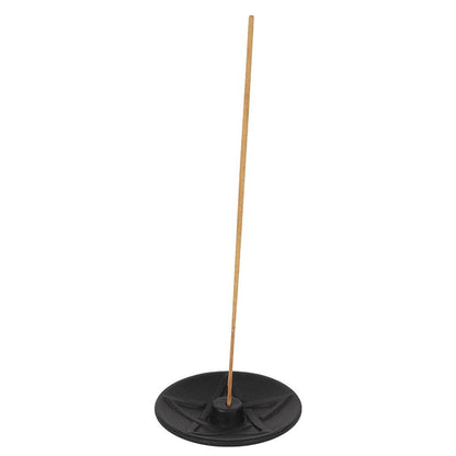 Black Pentagram Terracotta Incense Plate&nbsp;
H:2 x W:9 x D:9 cm This striking terracotta incense stick holder plate features a black pentagram design. Perfect in size for placing on a sacred altar or sunny windowsill.

1st Stop, Marshall's Health Shop, Gift Shop!
SKU: SDIN74230