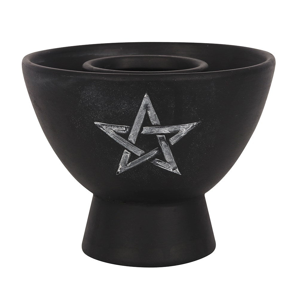 Black Pentagram Terracotta Smudge Bowl - MarshallsHealthShop