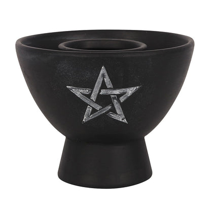 Black Pentagram Terracotta Smudge Bowl - MarshallsHealthShop