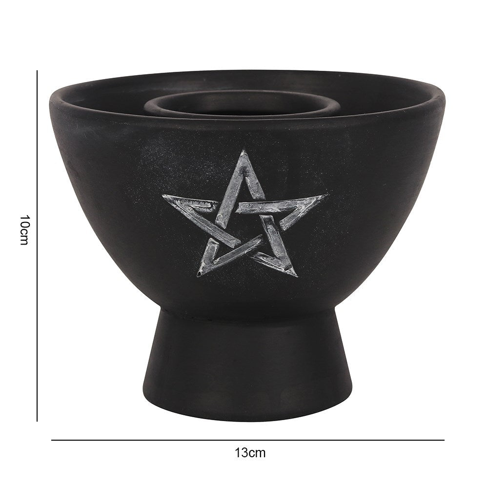 Black Pentagram Terracotta Smudge Bowl - MarshallsHealthShop