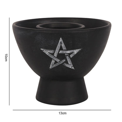 Black Pentagram Terracotta Smudge Bowl - MarshallsHealthShop