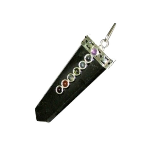 Black Tourmaline 7 Chakra Point Pendant - MarshallsHealthShop