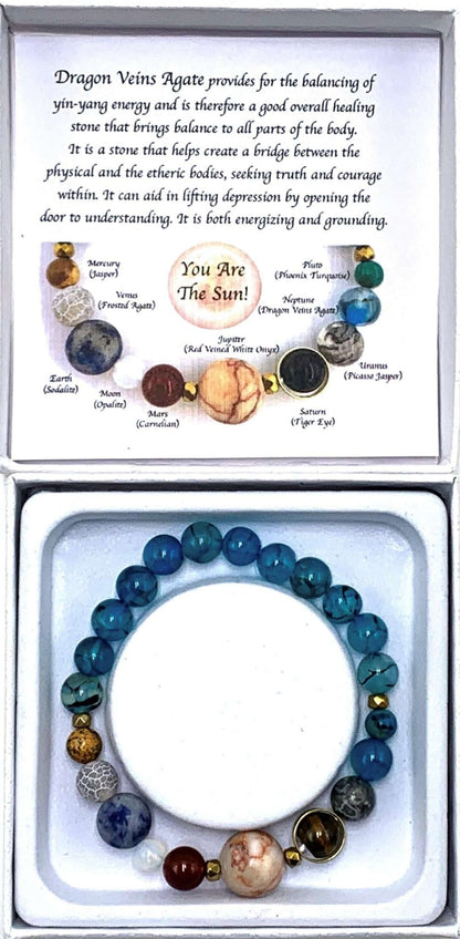 Blue Dragon Vein Agate Solar System Bracelet - MarshallsHealthShop