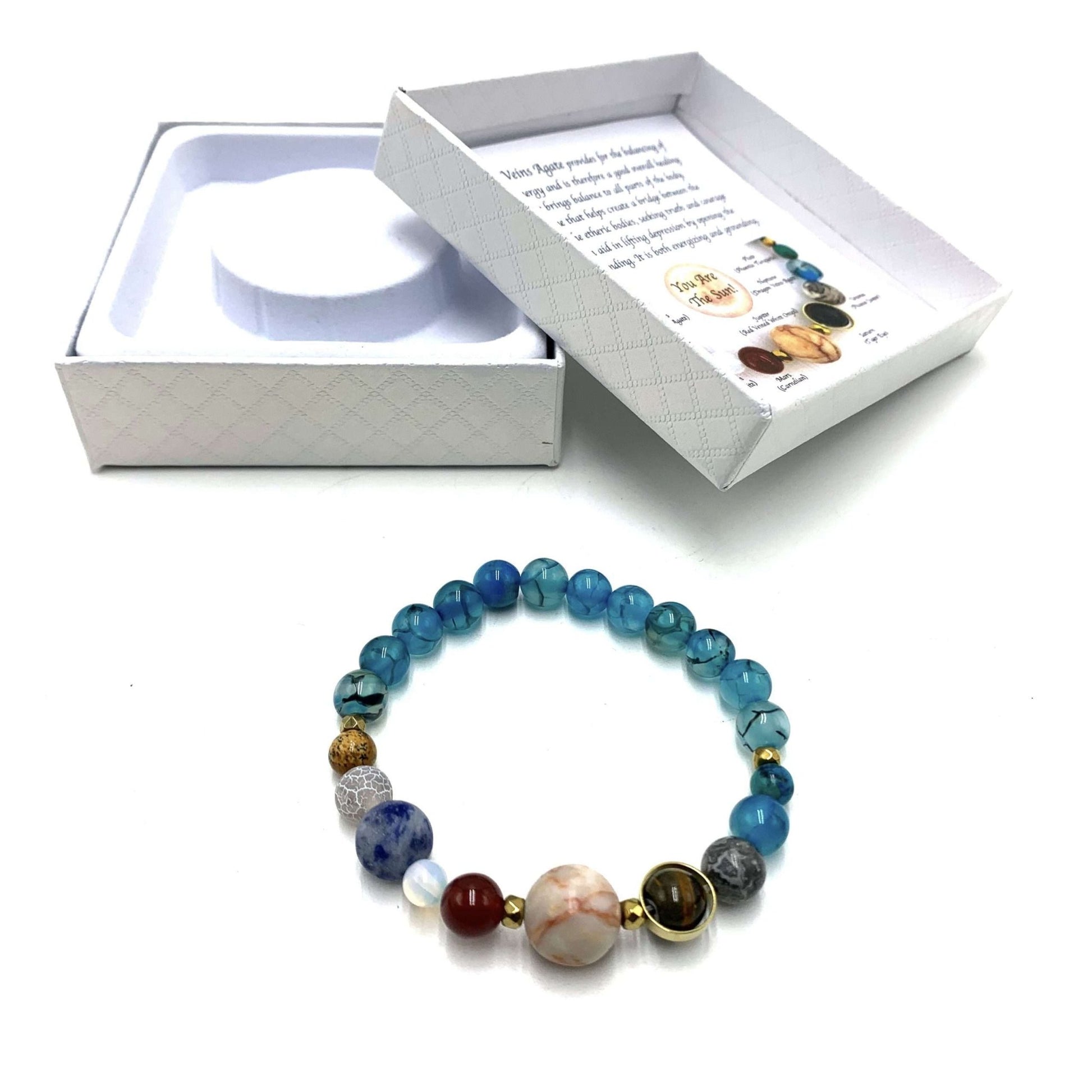 Blue Dragon Vein Agate Solar System Bracelet - MarshallsHealthShop
