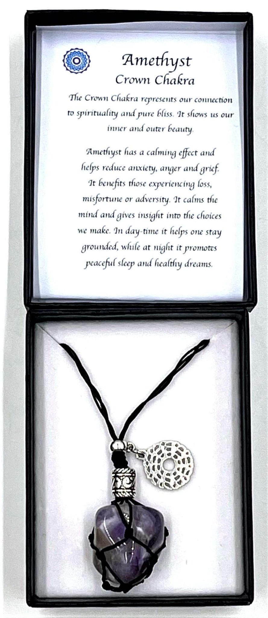 Braided Stone Necklace Amethyst Crown Chakra

The Crown Chakra represents our connection to spiritually and pure bliss. It shows us our inner and outer beauty.&nbsp;

Length 75cm approx.

1st Stop, Marshall's Health Shop, Gift Shop!

SKU: BPAM