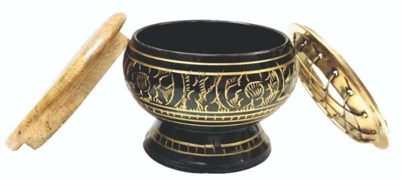 Brass Charcoal Burner Black CHB1 - MarshallsHealthShop