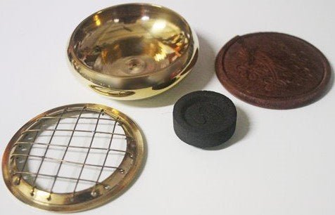 Brass Charcoal Resin Incense Burner Gold - CHB2 - 1st Stop Marshall's Health Shop, Gift Shop! - Heath and Natural Therapy New Brighton Christchurch - Naturopath