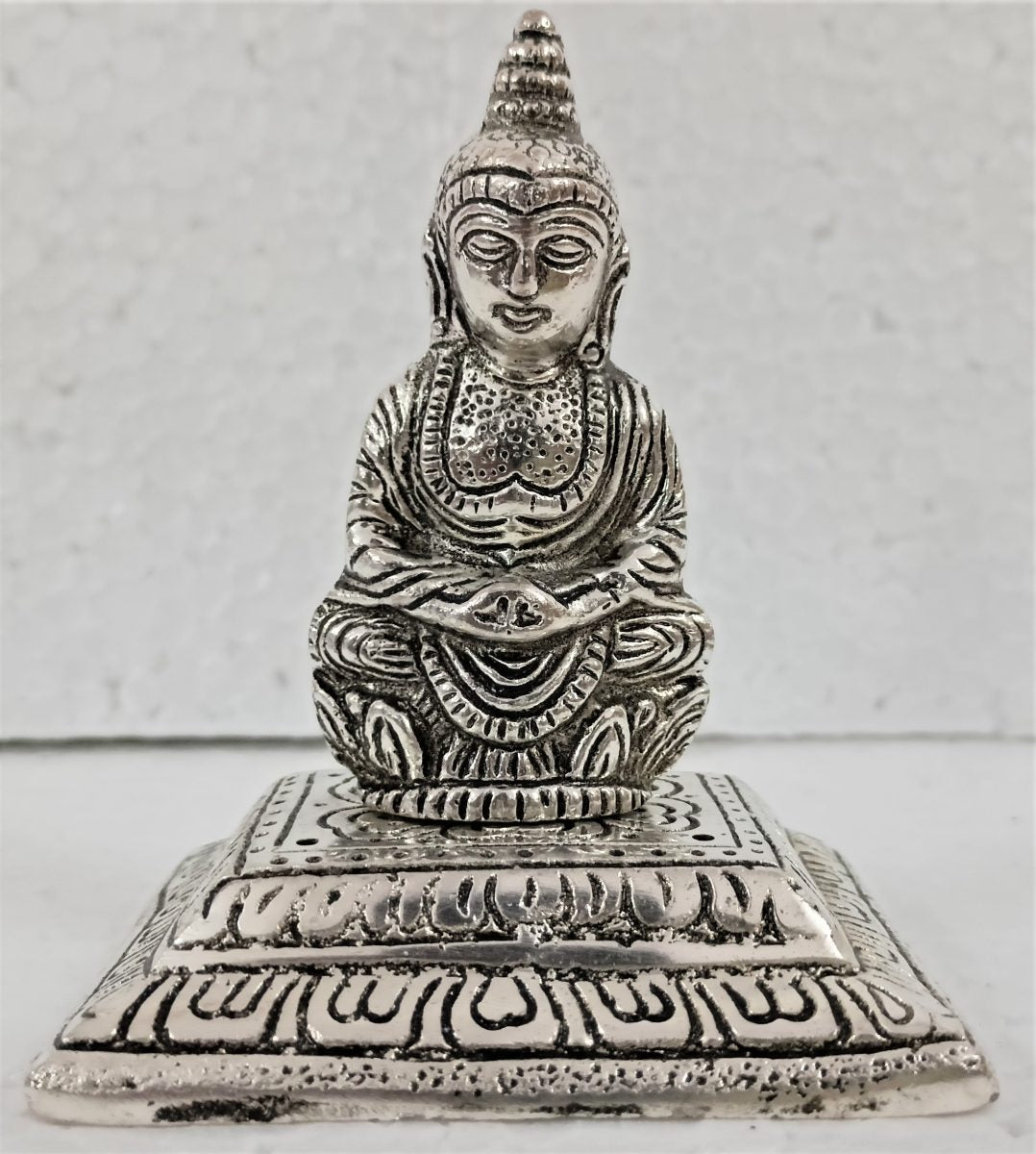 White Metal Square Buddha Incense Holder