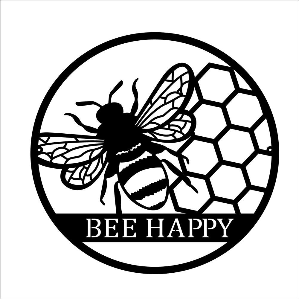 Metal Wall Art Bee Happy