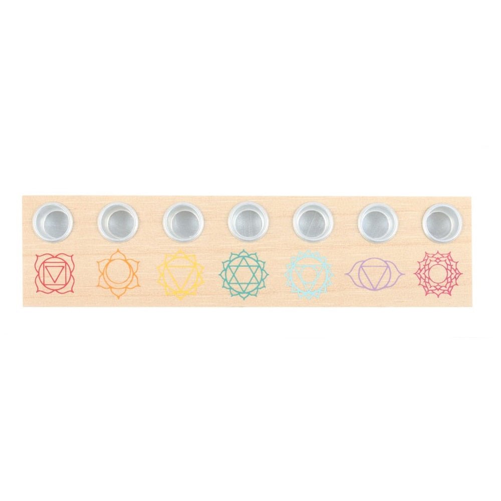 Candle Holder 7 Chakras Wooden Energy - MarshallsHealthShop