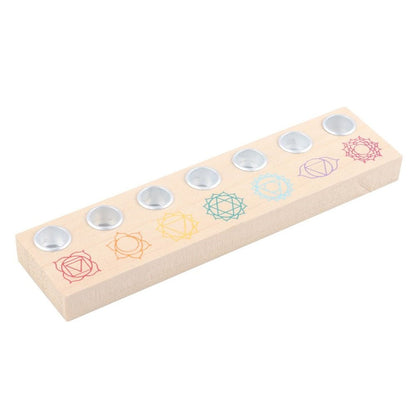 Candle Holder 7 Chakras Wooden Energy - MarshallsHealthShop