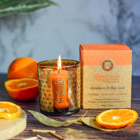Candle Mandarin & Bay Leaf 200gm Organic - MarshallsHealthShop