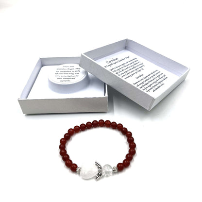 Carnelian Crystal Heart Guardian Angel Bracelet - GAB5 - 1st Stop Marshall's Health Shop, Gift Shop! - Heath and Natural Therapy New Brighton Christchurch - Naturopath