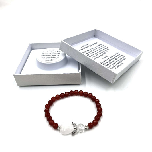 Carnelian Crystal Heart Guardian Angel Bracelet - GAB5 - 1st Stop Marshall's Health Shop, Gift Shop! - Heath and Natural Therapy New Brighton Christchurch - Naturopath