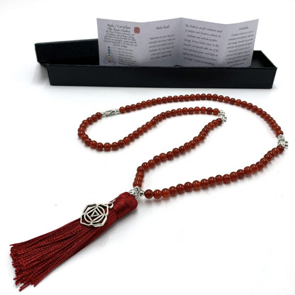 Carnelian Mala Beads with Root Chakra Charm - MarshallsHealthShop