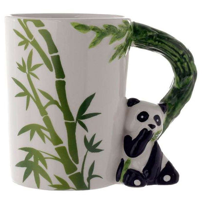 Panda Bamboo Ceramic Shaped Handle Mug