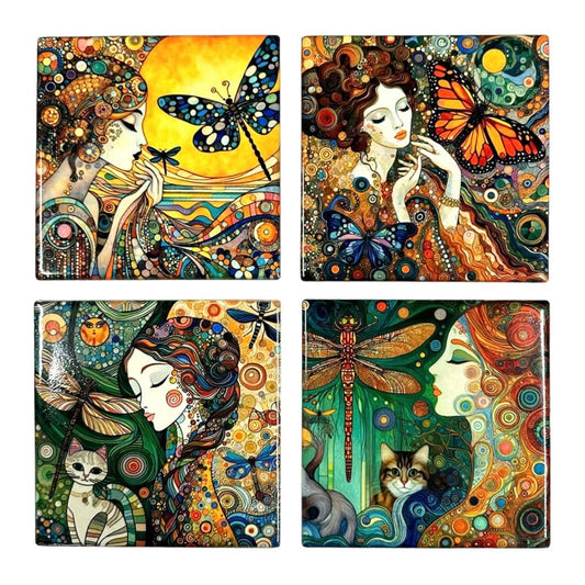Ceramic Coaster Lady (Set of 4) - MarshallsHealthShop