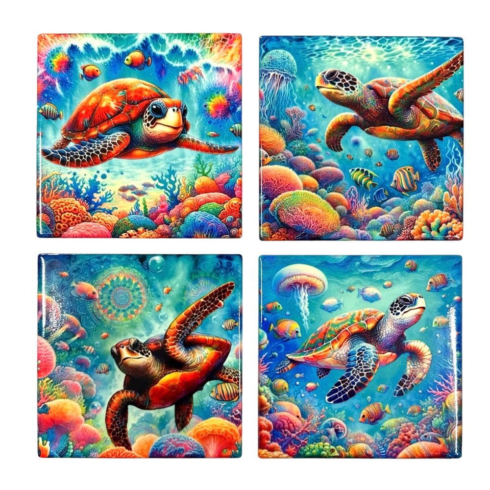 Ceramic Coaster Turtle (4) - MarshallsHealthShop