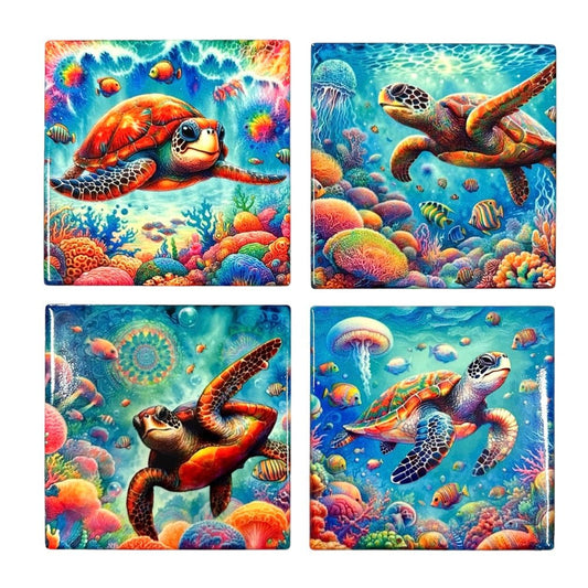 Ceramic Coaster Turtle (4) - MarshallsHealthShop
