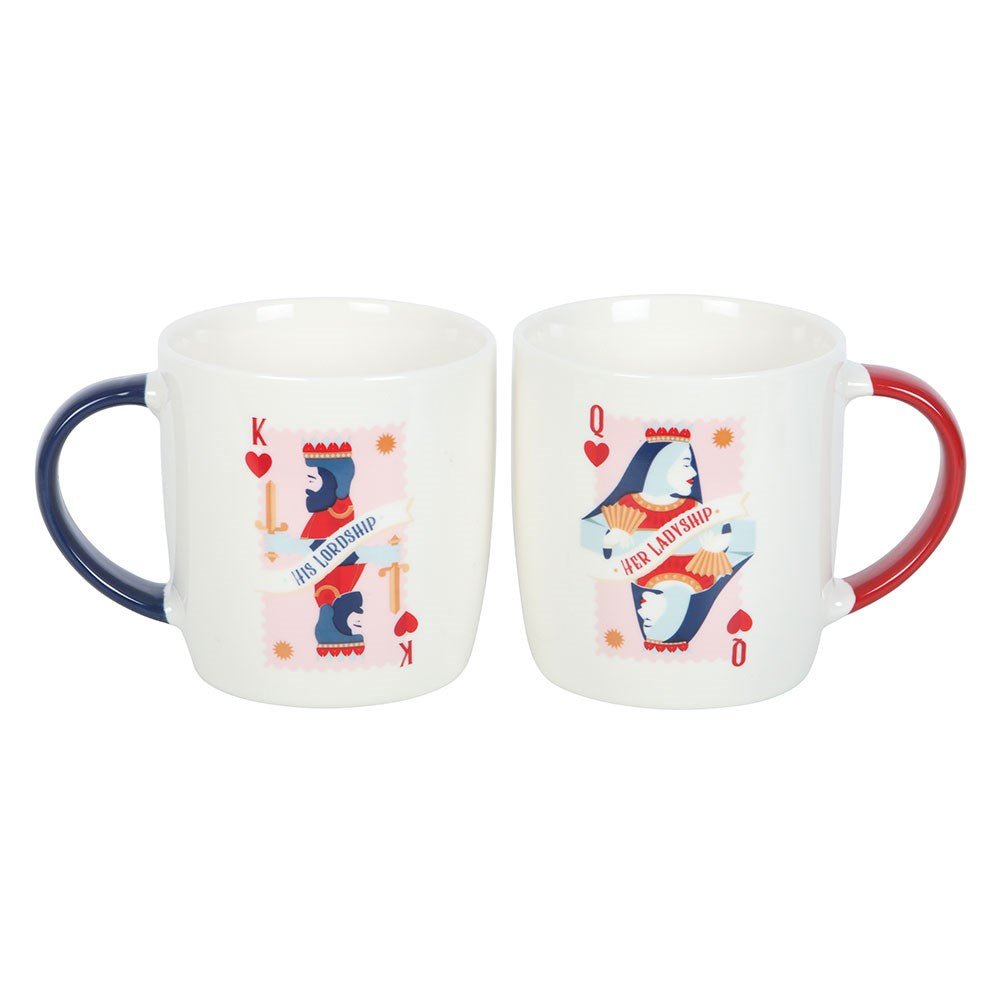 Ceramic Mug Her Ladyship &amp; His Lordship

Celebrate the perfect pair with the Her Ladyship &amp; His Lordship Couples Mug Set. Featuring matching designs in a white base with red and navy blue handles, these mugs are adorned with classic playing card motifs for the king and queen in your life. Ideal for anniversaries or as a charming gift for newlyweds. 350ml capacity each. Do not microwave. Hand wash only. Part of the King of Dads collection of gifts for Him.

1st Stop, Marshall's Health Shop, Gift Shop