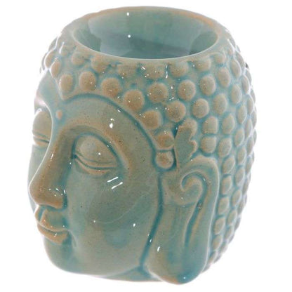 Ceramic Oil Burner Small Crackle Glaze Buddha Head - MarshallsHealthShop