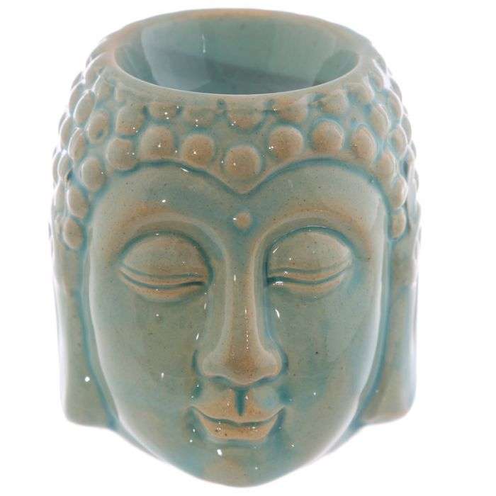 Ceramic Oil Burner Small Crackle Glaze Buddha Head - MarshallsHealthShop