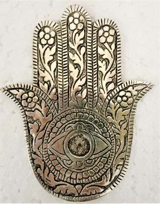 White Metal HAMSA Incense Holder