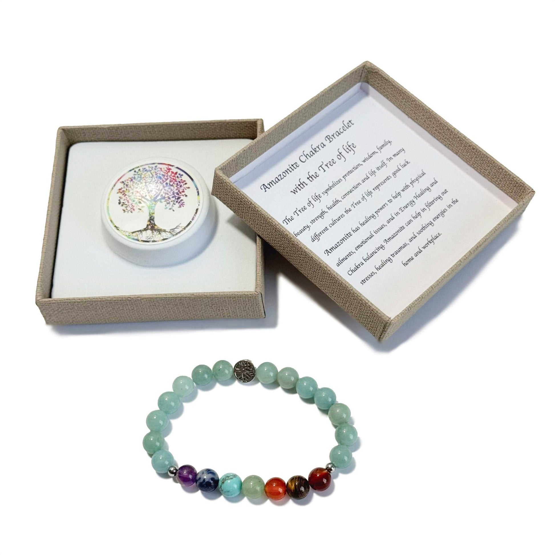 Chakra Bracelet Amazonite & Tree of Life Bead - 1st Stop Marshall's Health Shop, Gift Shop! - Heath and Natural Therapy New Brighton Christchurch - Naturopath