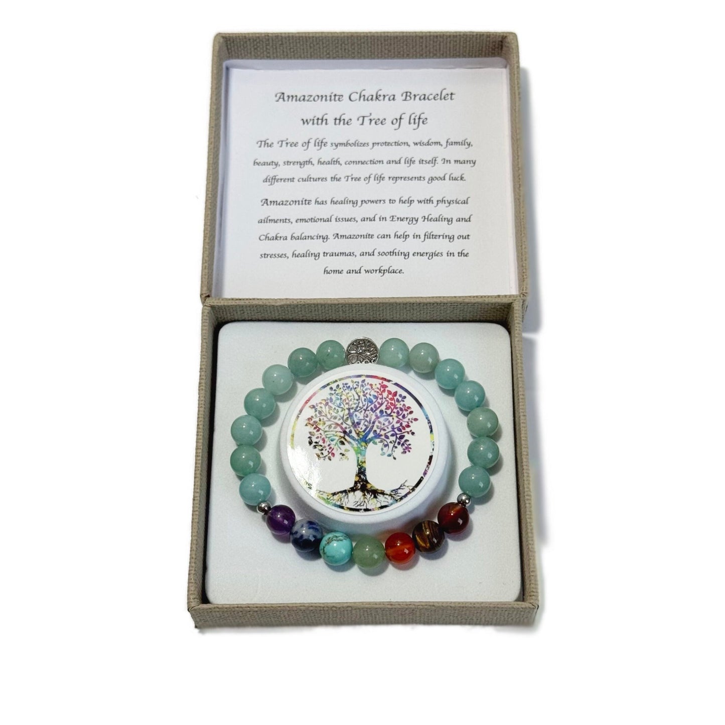 Chakra Bracelet Amazonite & Tree of Life Bead - 1st Stop Marshall's Health Shop, Gift Shop! - Heath and Natural Therapy New Brighton Christchurch - Naturopath