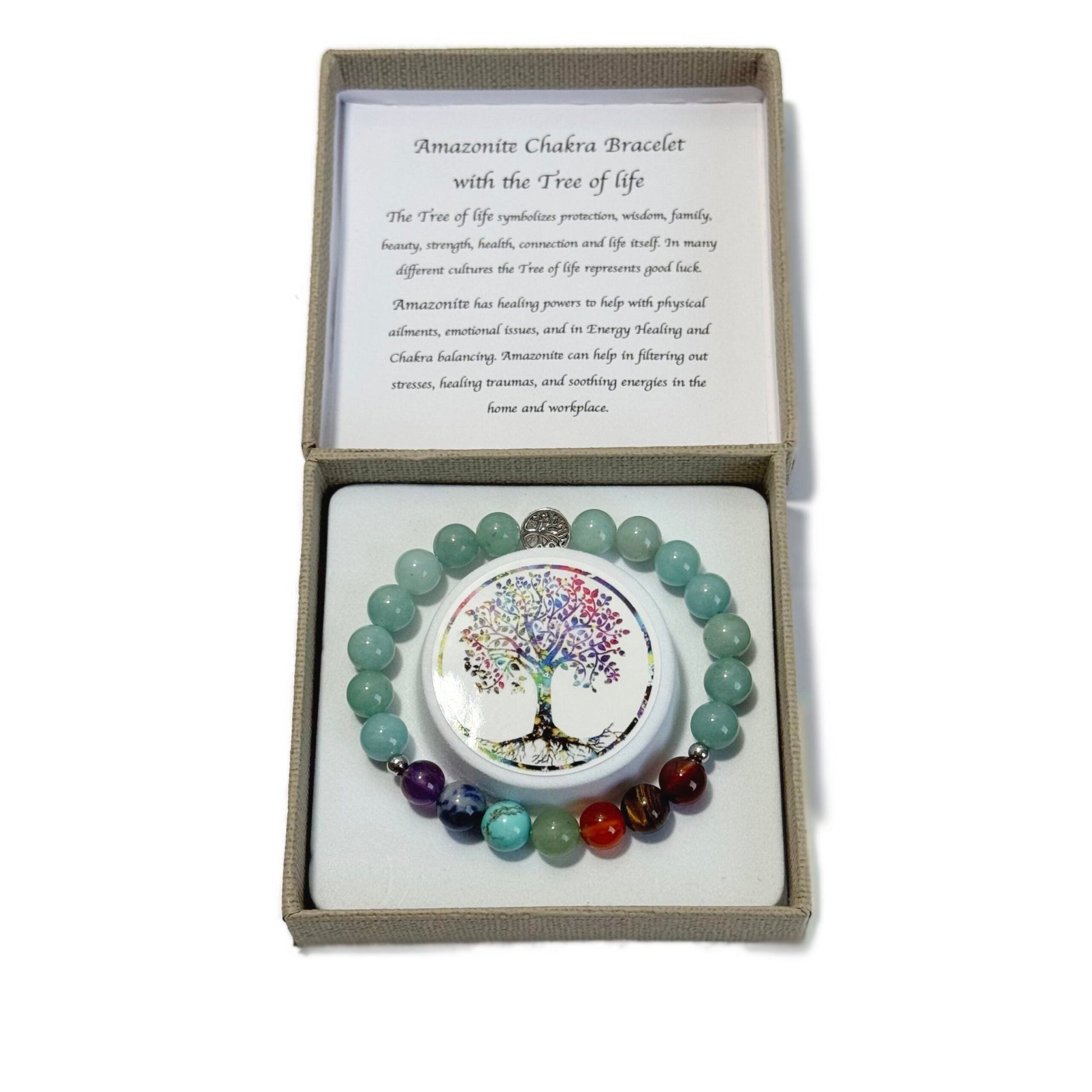Chakra Bracelet Amazonite & Tree of Life Bead - 1st Stop Marshall's Health Shop, Gift Shop! - Heath and Natural Therapy New Brighton Christchurch - Naturopath
