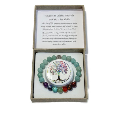 Chakra Bracelet Amazonite & Tree of Life Bead - 1st Stop Marshall's Health Shop, Gift Shop! - Heath and Natural Therapy New Brighton Christchurch - Naturopath