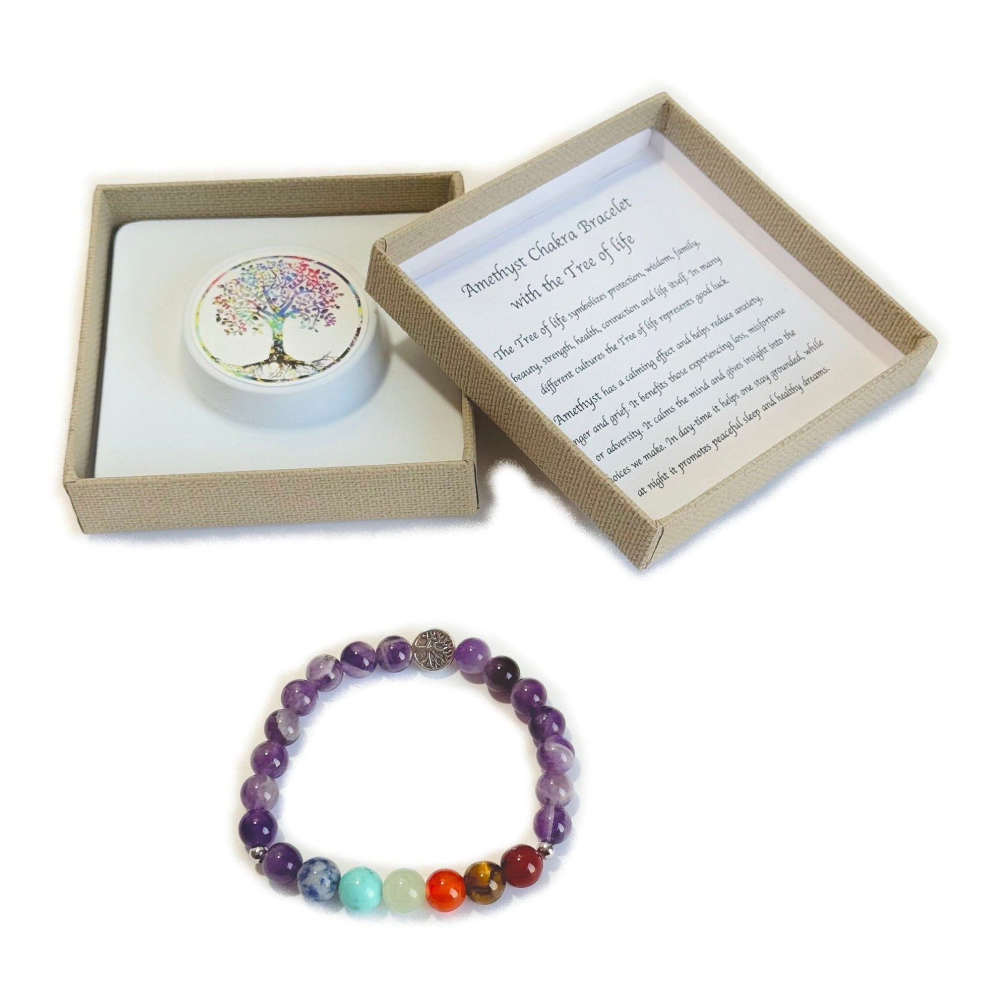 Chakra Bracelet Amethyst Tree of Life Bead - 1st Stop Marshall's Health Shop, Gift Shop! - Heath and Natural Therapy New Brighton Christchurch - Naturopath