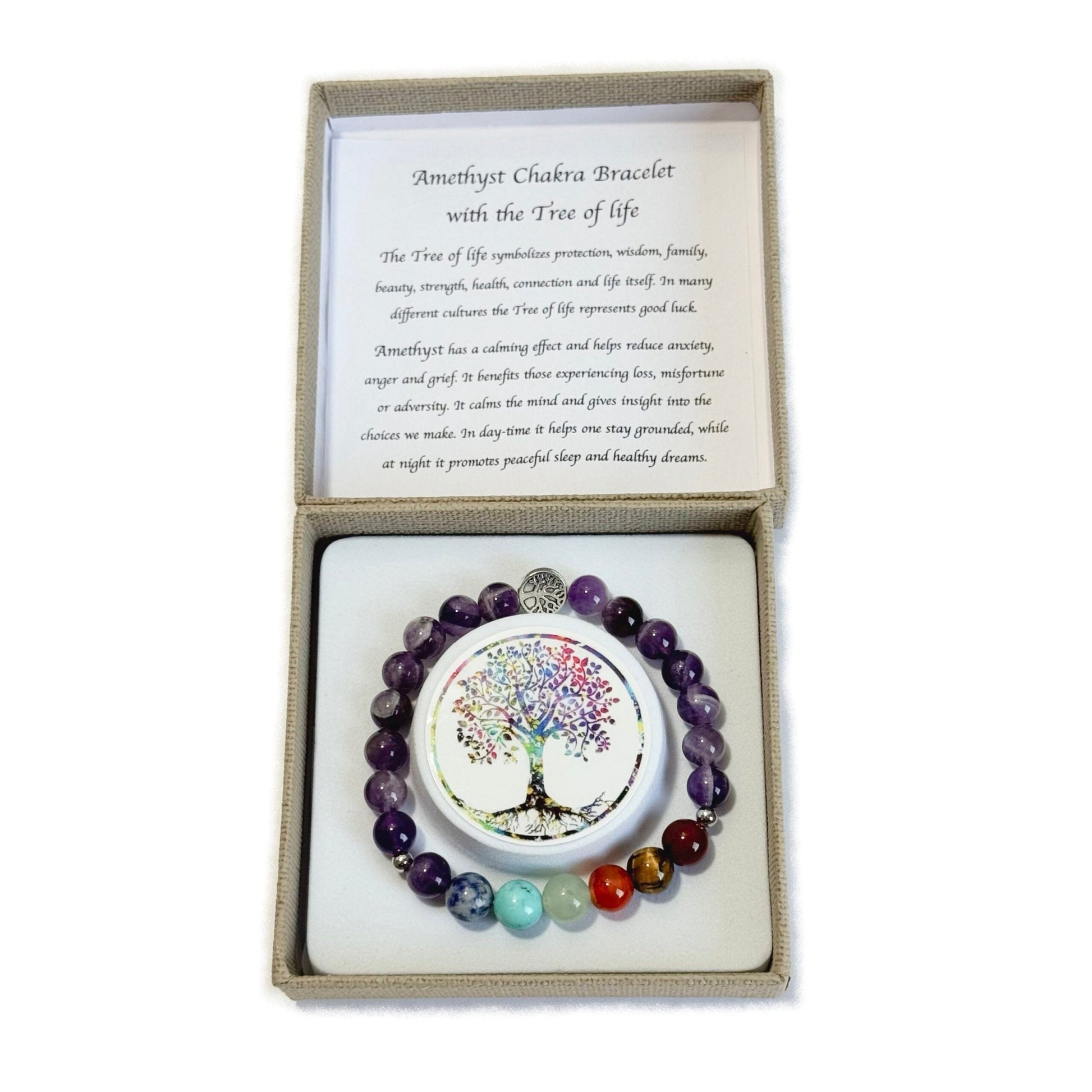 Chakra Bracelet Amethyst Tree of Life Bead - 1st Stop Marshall's Health Shop, Gift Shop! - Heath and Natural Therapy New Brighton Christchurch - Naturopath