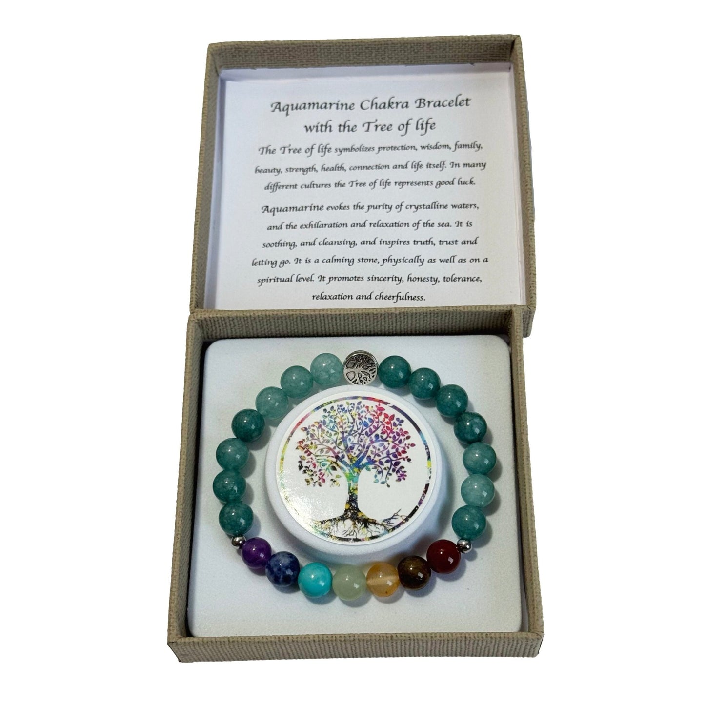 Chakra Bracelet Aquamarine Tree of Life Bead - 1st Stop Marshall's Health Shop, Gift Shop! - Heath and Natural Therapy New Brighton Christchurch - Naturopath