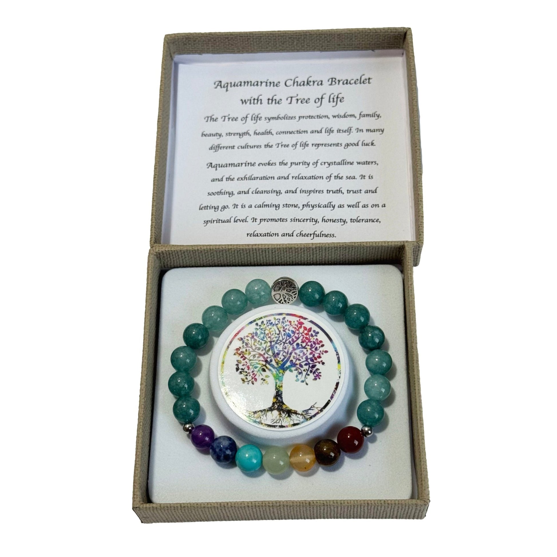 Chakra Bracelet Aquamarine Tree of Life Bead - 1st Stop Marshall's Health Shop, Gift Shop! - Heath and Natural Therapy New Brighton Christchurch - Naturopath
