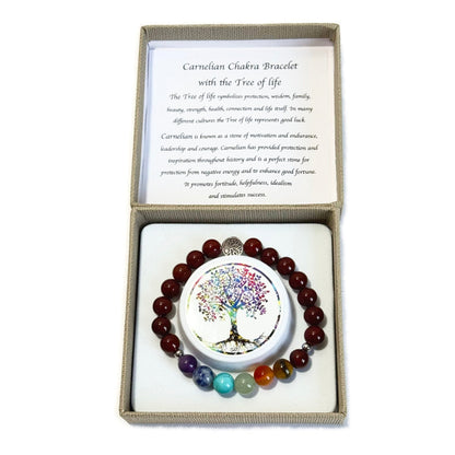 Chakra Bracelet Carnelian Tree of Life Bead - 1st Stop Marshall's Health Shop, Gift Shop! - Heath and Natural Therapy New Brighton Christchurch - Naturopath