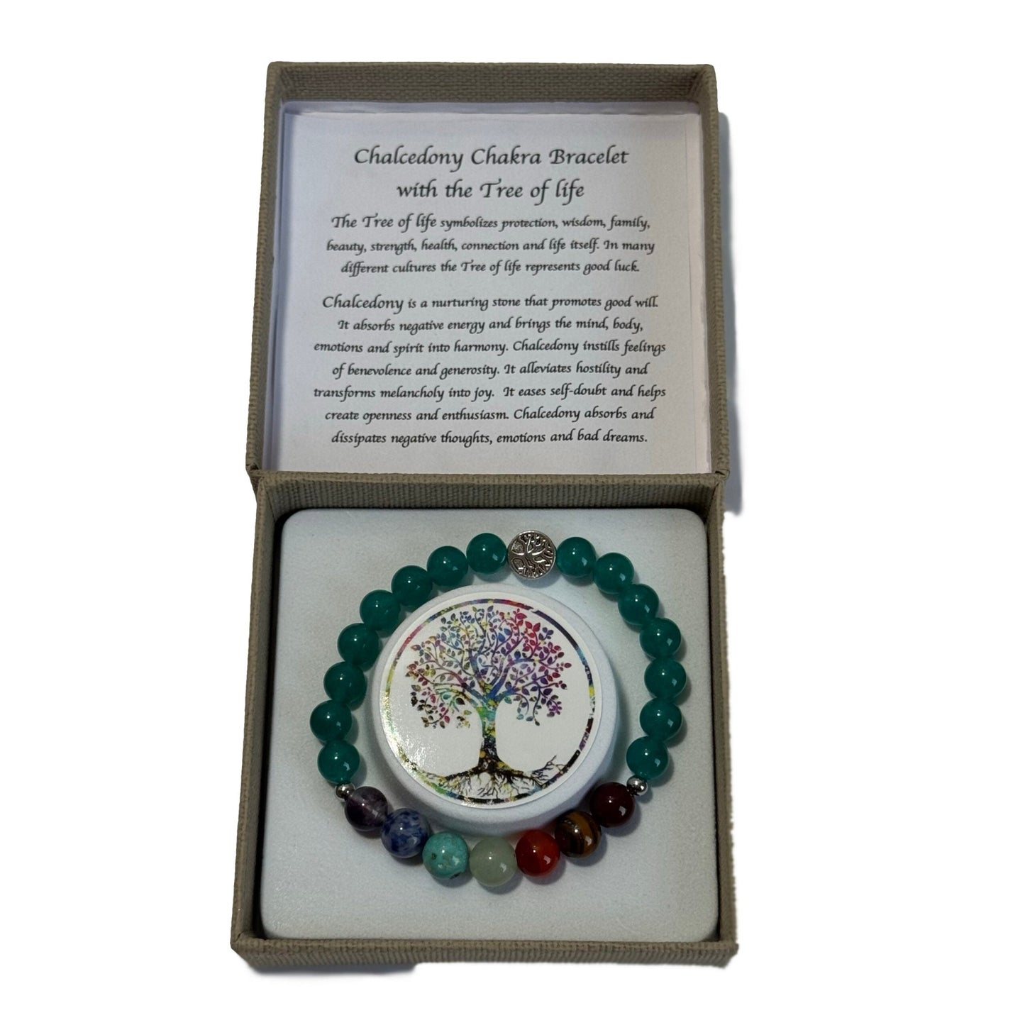 Chakra Bracelet Chalcedony & Tree of Life Bead - 1st Stop Marshall's Health Shop, Gift Shop! - Heath and Natural Therapy New Brighton Christchurch - Naturopath