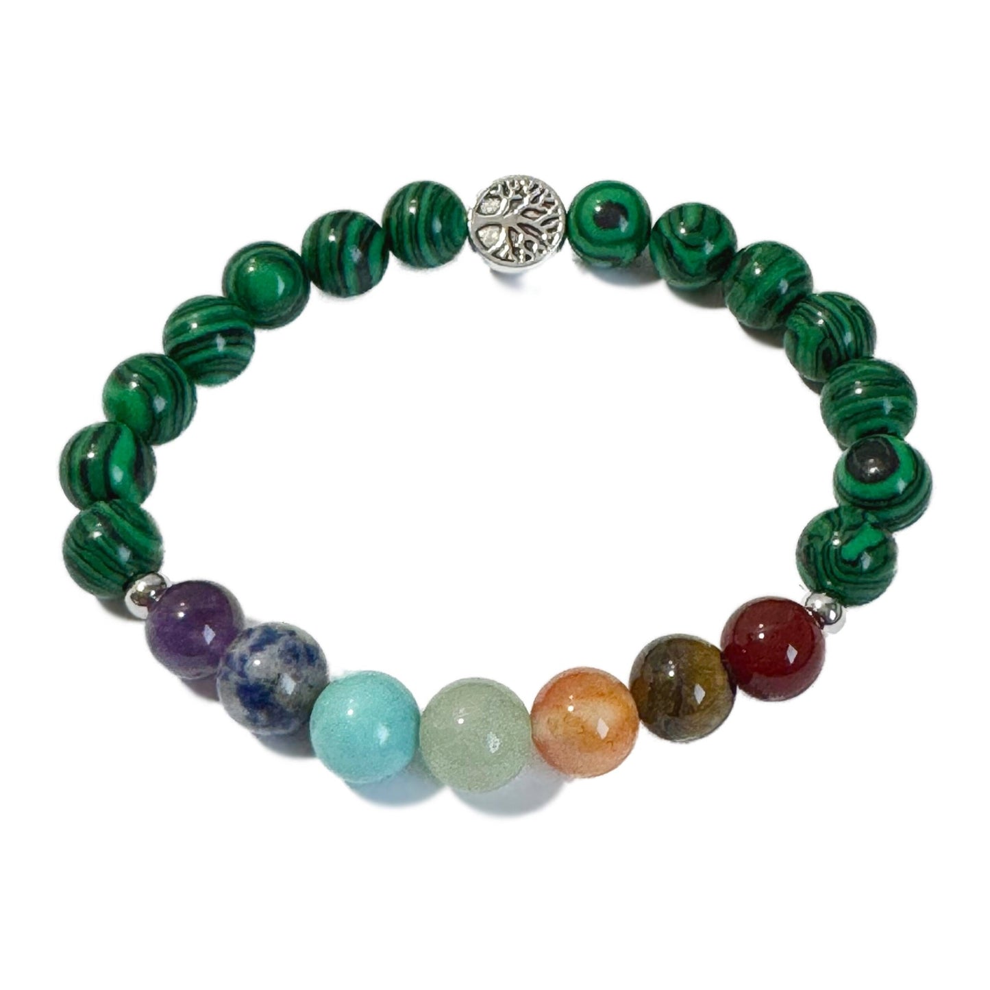 Chakra Bracelet Malachite & Tree of Life Bead - 1st Stop Marshall's Health Shop, Gift Shop! - Heath and Natural Therapy New Brighton Christchurch - Naturopath