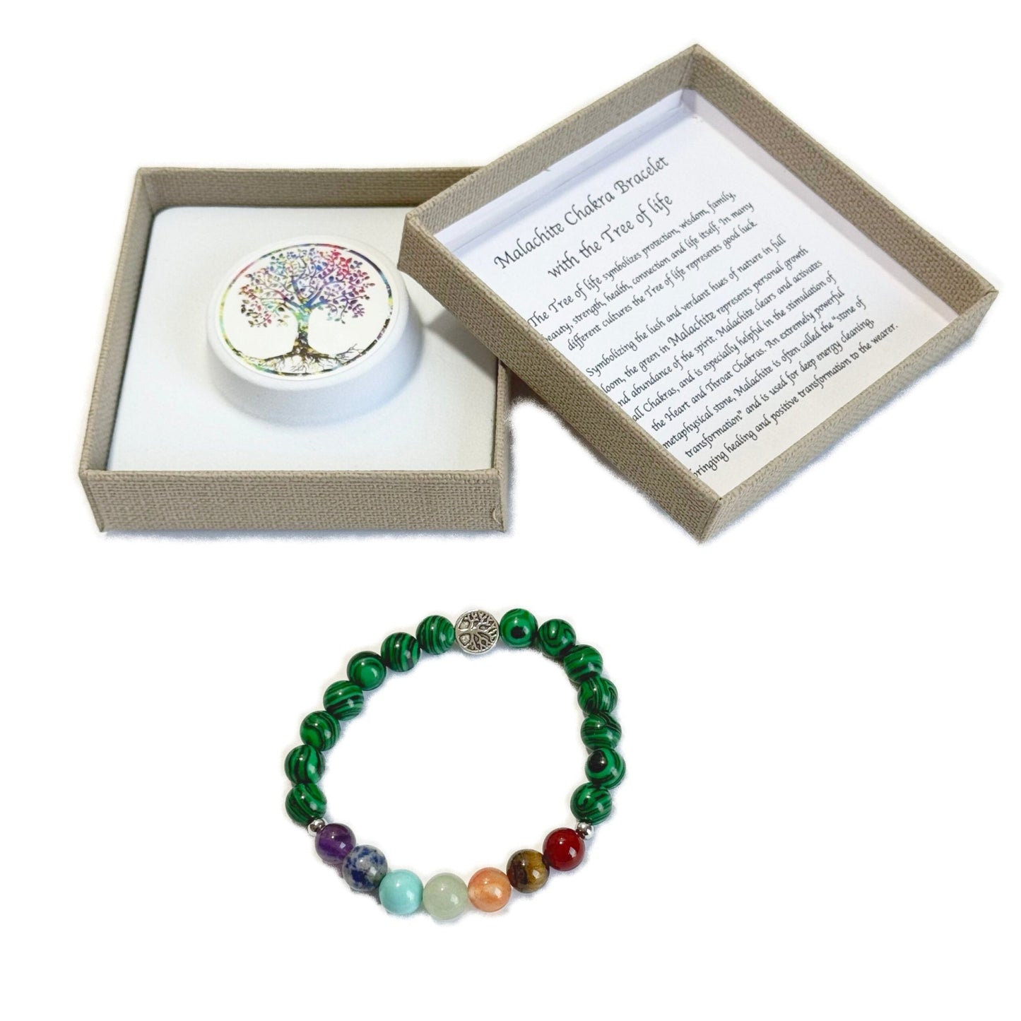 Chakra Bracelet Malachite & Tree of Life Bead - 1st Stop Marshall's Health Shop, Gift Shop! - Heath and Natural Therapy New Brighton Christchurch - Naturopath