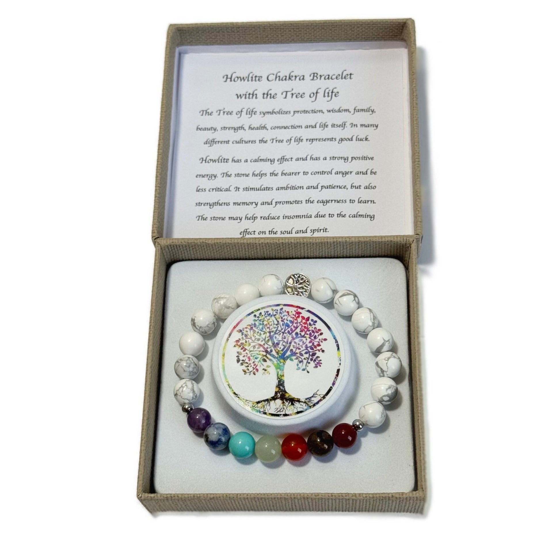 Chakra Bracelet White Howlite & Tree of Life Bead - 1st Stop Marshall's Health Shop, Gift Shop! - Heath and Natural Therapy New Brighton Christchurch - Naturopath