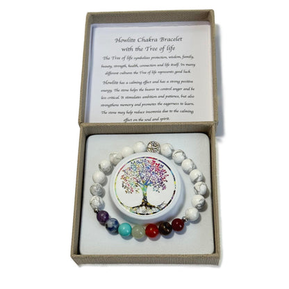 Chakra Bracelet White Howlite & Tree of Life Bead - 1st Stop Marshall's Health Shop, Gift Shop! - Heath and Natural Therapy New Brighton Christchurch - Naturopath