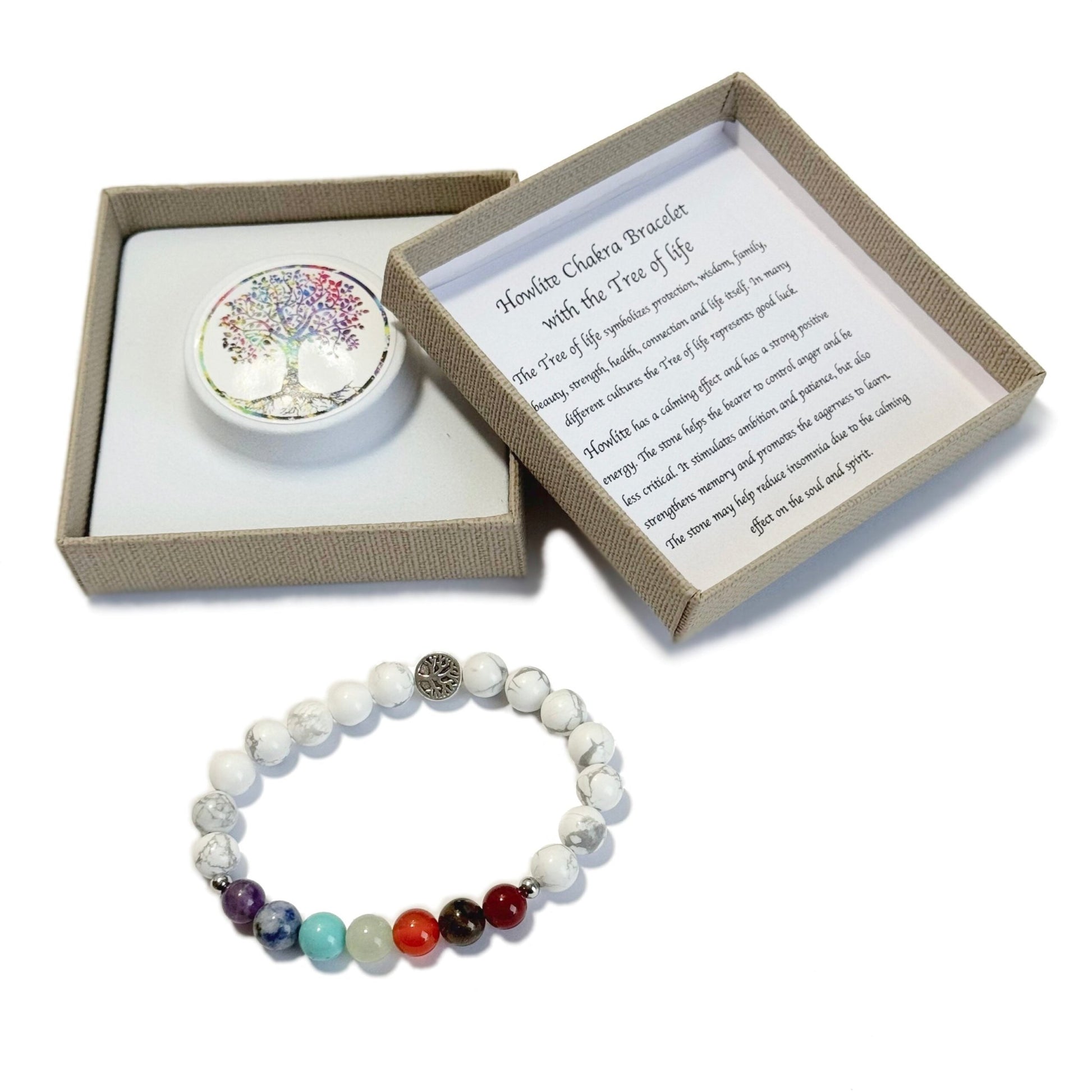 Chakra Bracelet White Howlite & Tree of Life Bead - 1st Stop Marshall's Health Shop, Gift Shop! - Heath and Natural Therapy New Brighton Christchurch - Naturopath
